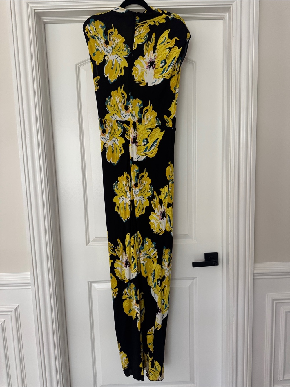 Diane Von Furstenberg Black Maxi Dress with Yellow Floral Motif - Picture 4 of 7